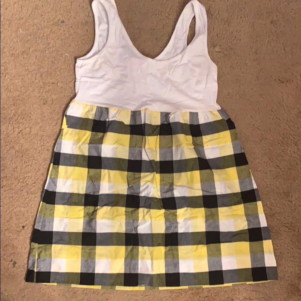 White tank top dress with plaid bottom